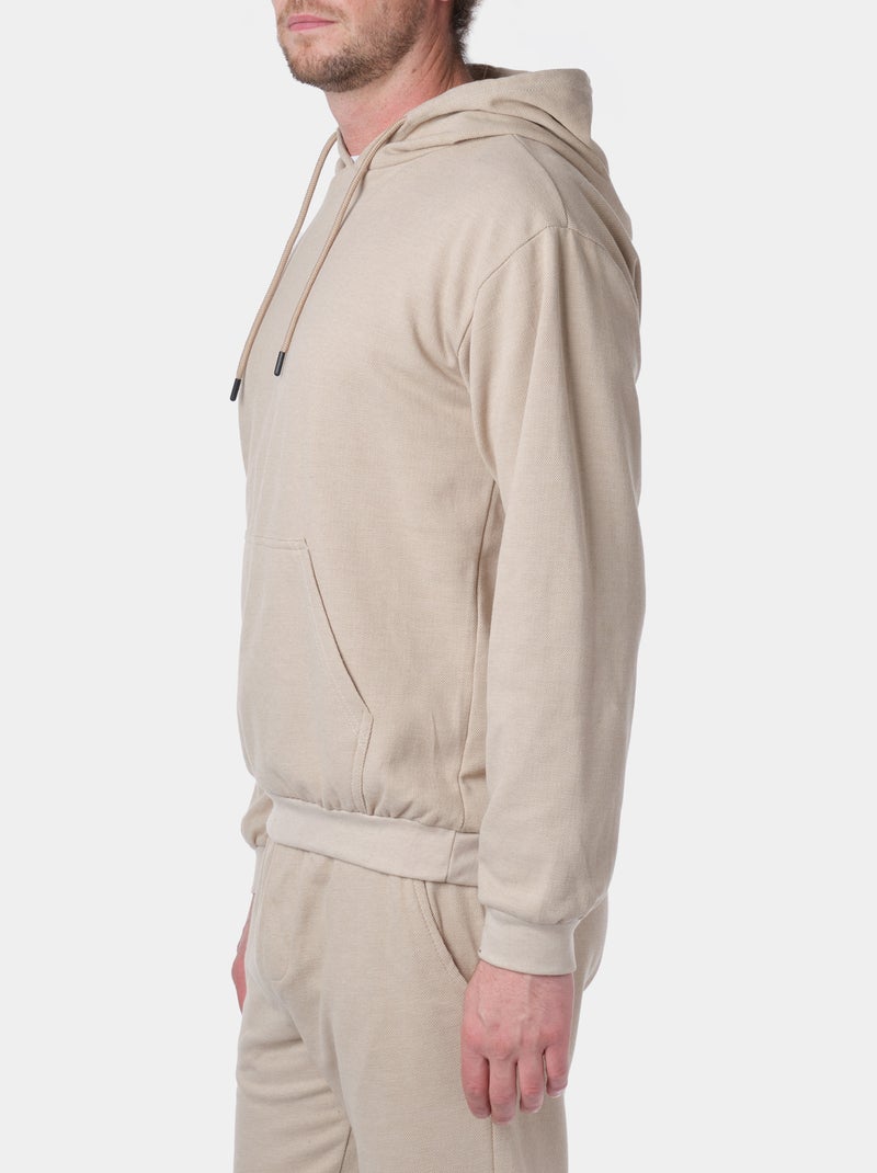 Sweat à capuche en maille piquée Beige - Kiabi