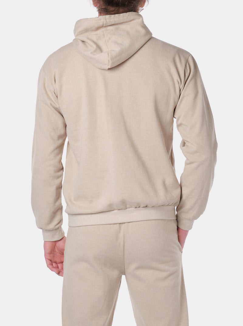 Sweat à capuche en maille piquée Beige - Kiabi