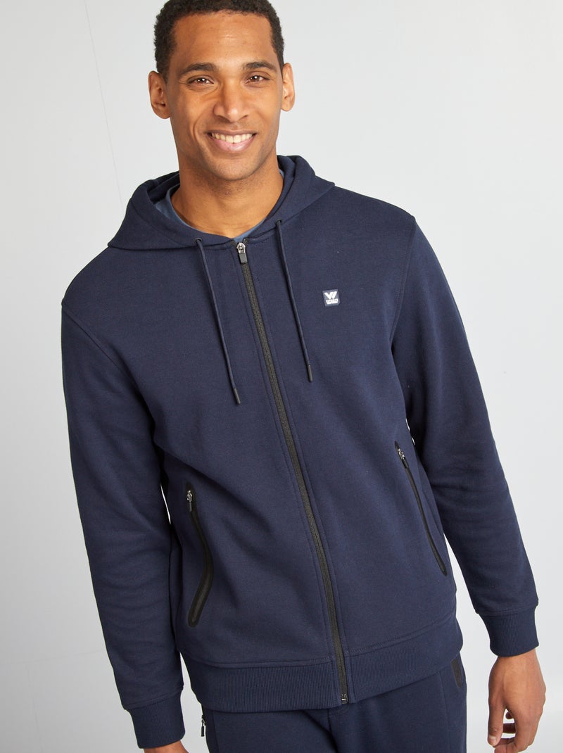 Sweat à capuche en maille piquée Bleu - Kiabi