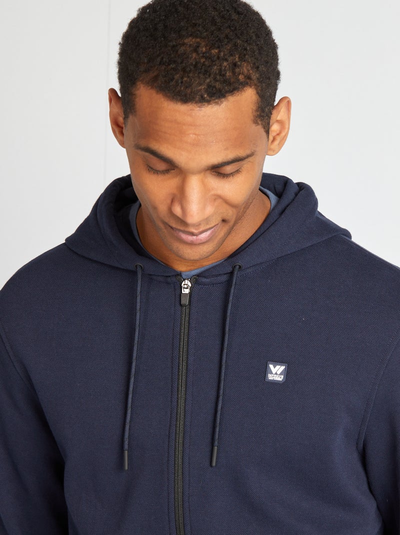 Sweat à capuche en maille piquée Bleu - Kiabi