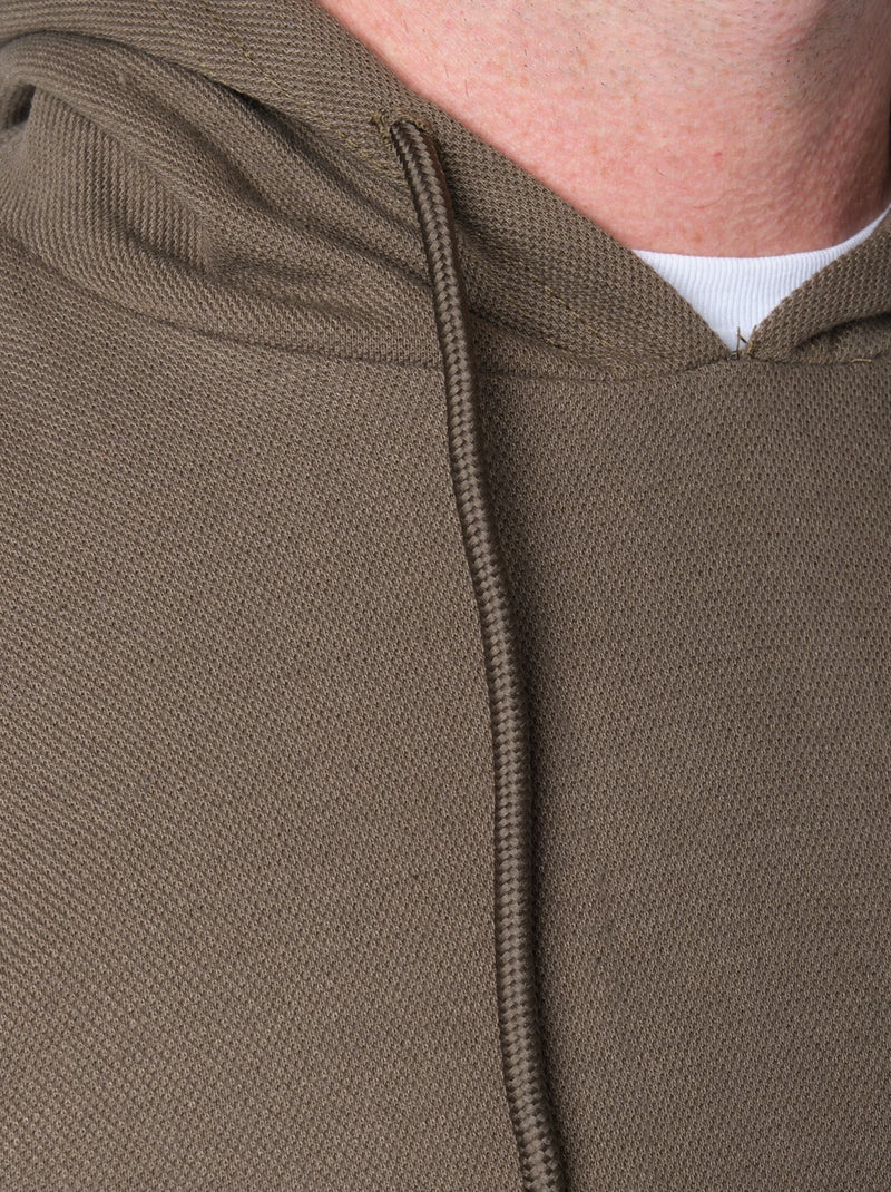 Sweat à capuche en maille piquée Kaki - Kiabi