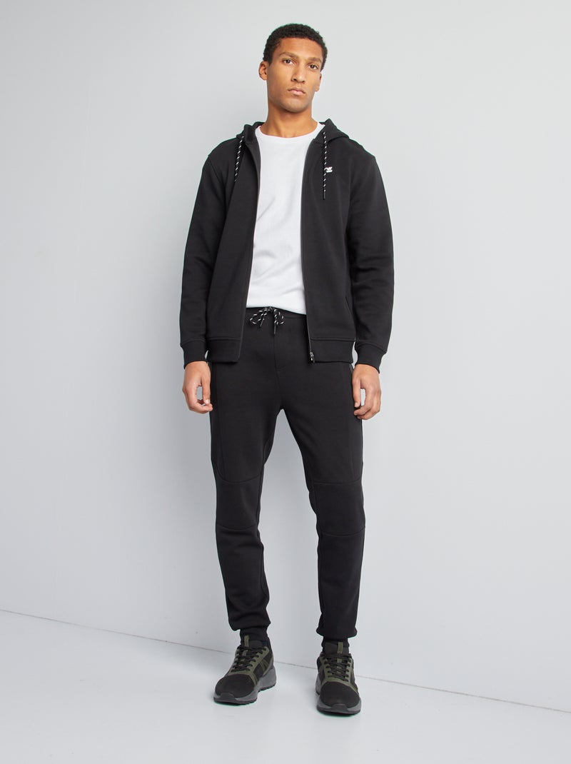 Sweat à capuche en maille piquée noir - Kiabi