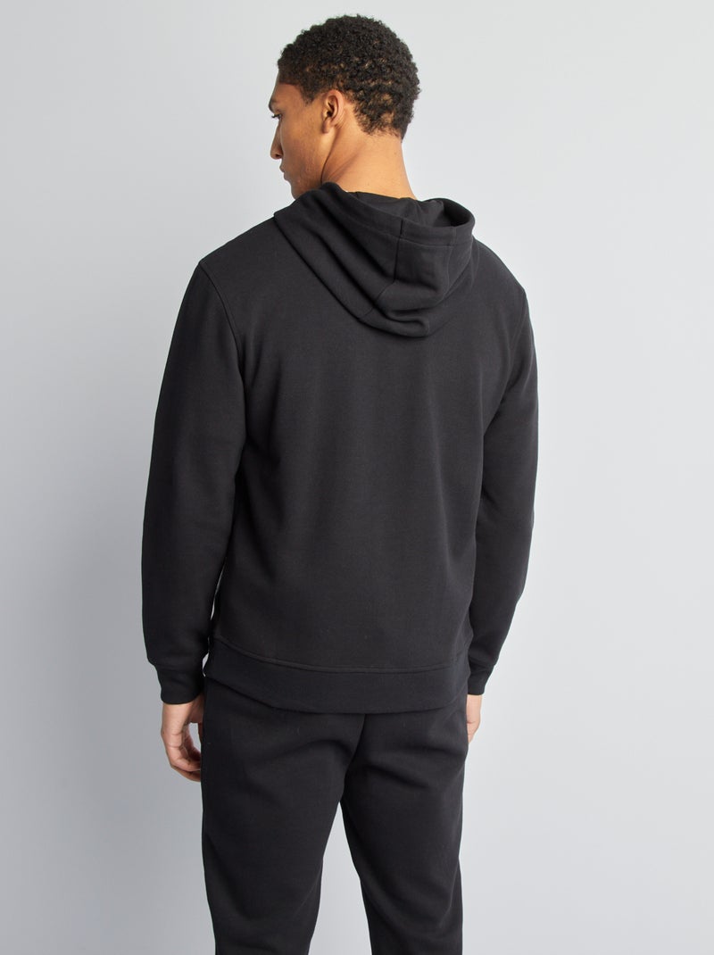 Sweat à capuche en maille piquée noir - Kiabi