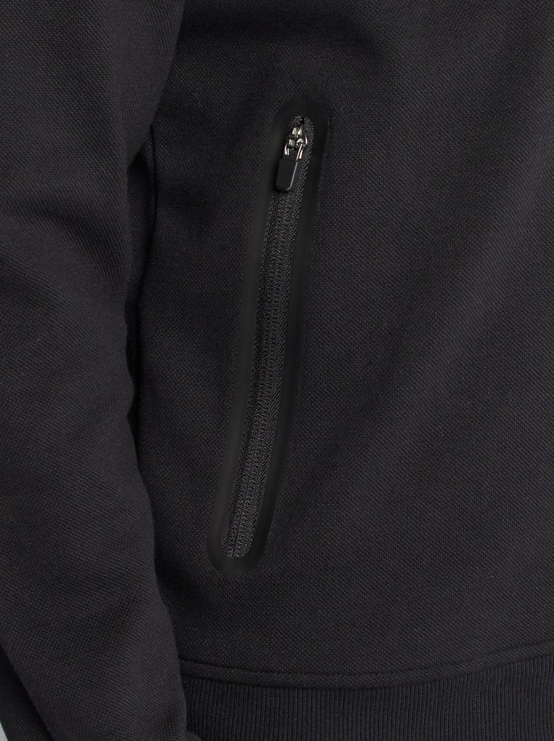 Sweat à capuche en maille piquée noir - Kiabi