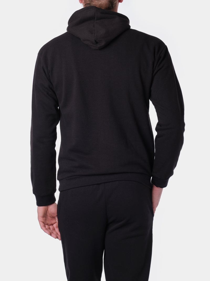 Sweat à capuche en maille piquée Noir - Kiabi