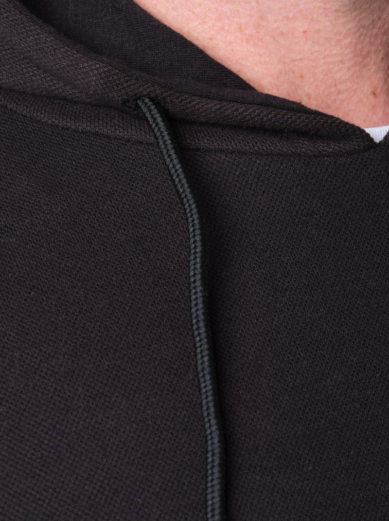 Sweat à capuche en maille piquée Noir - Kiabi