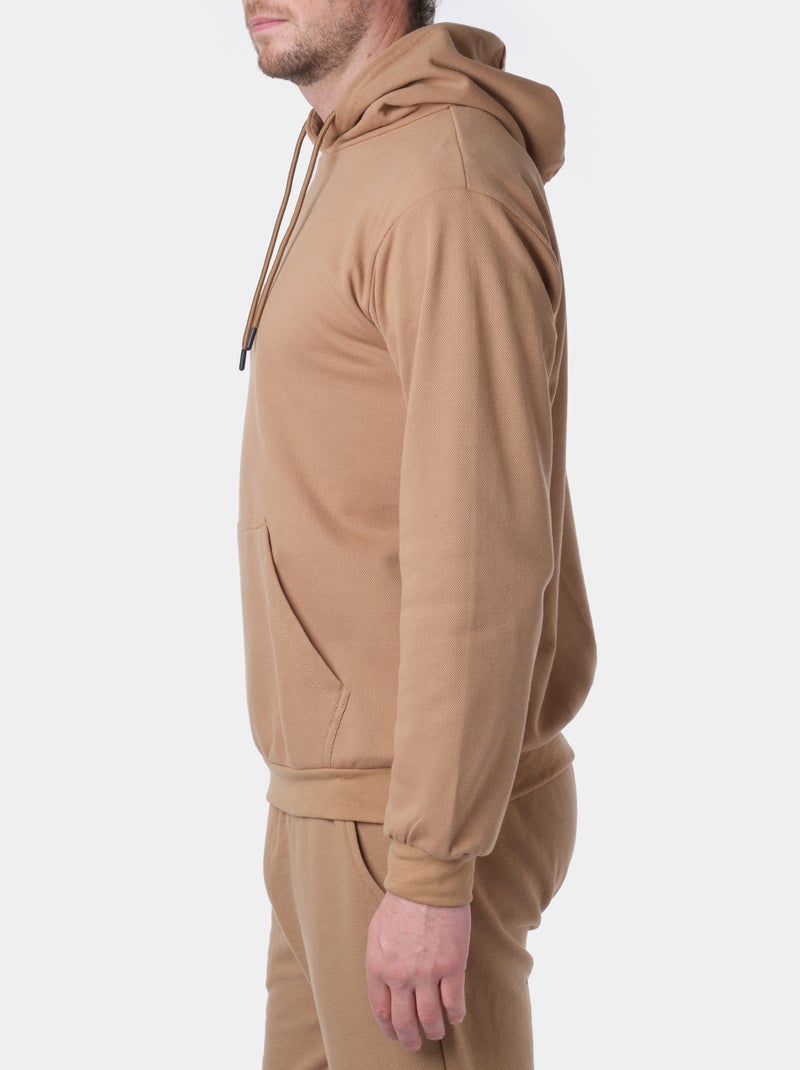 Sweat à capuche en maille piquée Taupe - Kiabi