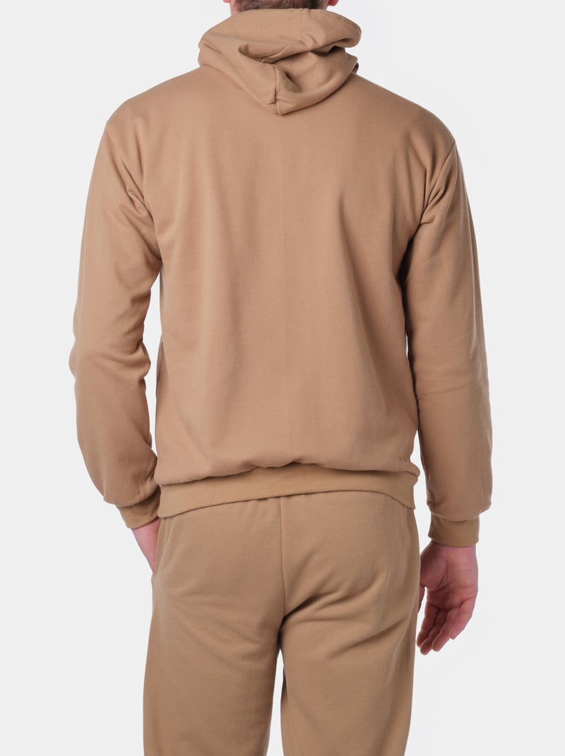 Sweat à capuche en maille piquée Taupe - Kiabi