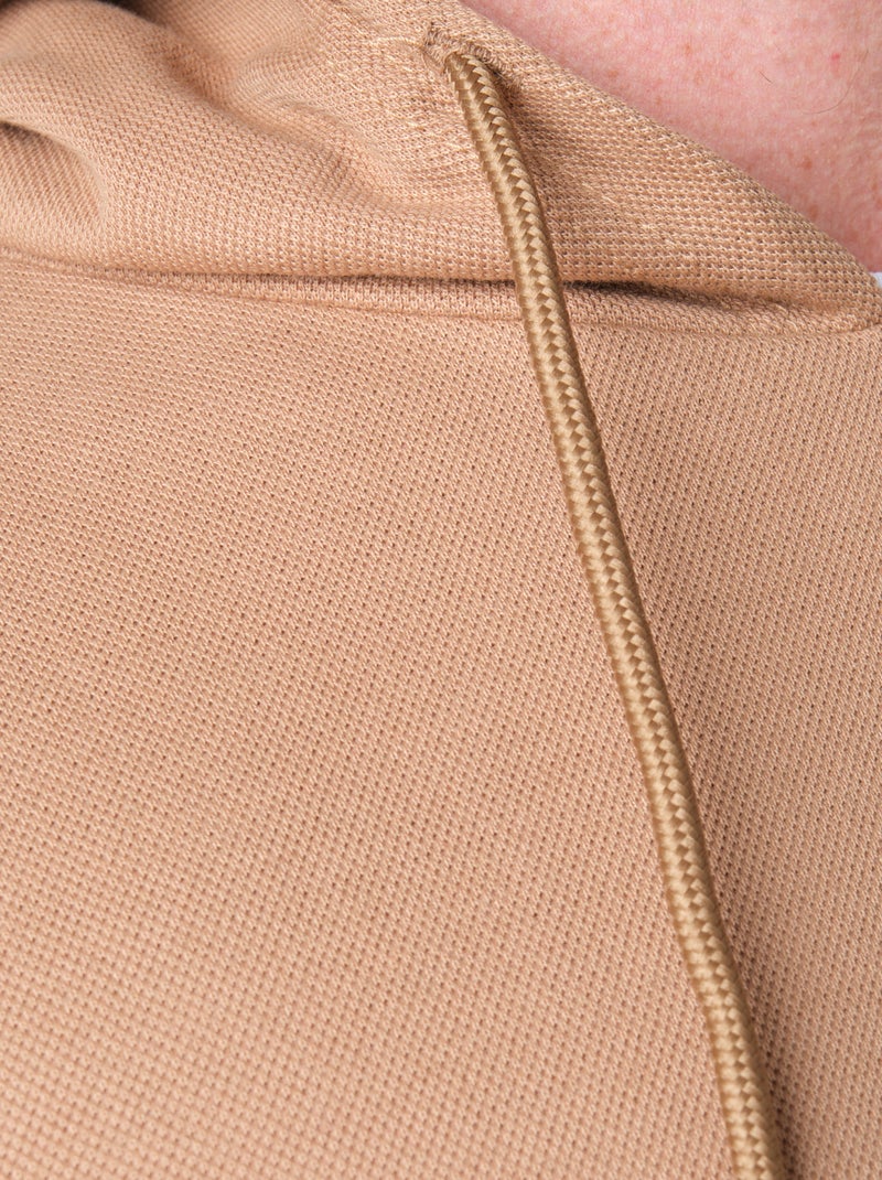 Sweat à capuche en maille piquée Taupe - Kiabi