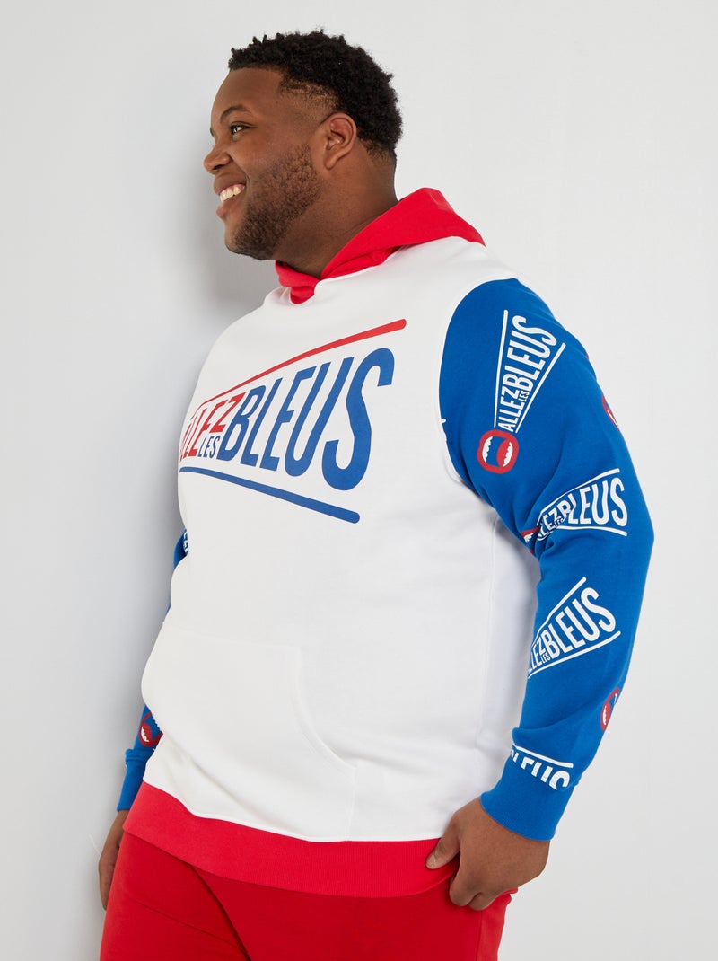 Sweat à capuche en molleton - Allez Les Bleus Blanc/bleu/rouge - Kiabi