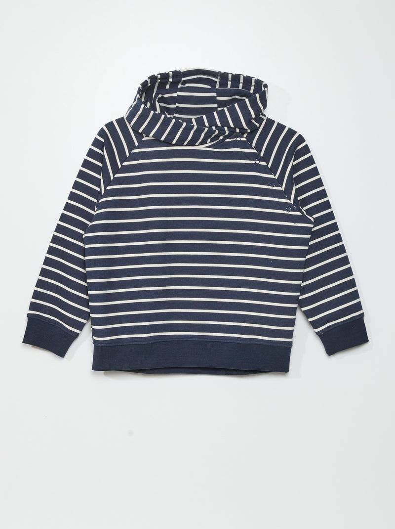 Sweat à capuche en molleton - So Easy Bleu rayé - Kiabi