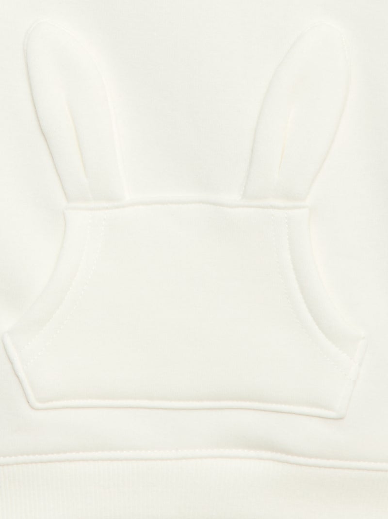 Sweat à capuche en molleton animé lapin Blanc - Kiabi