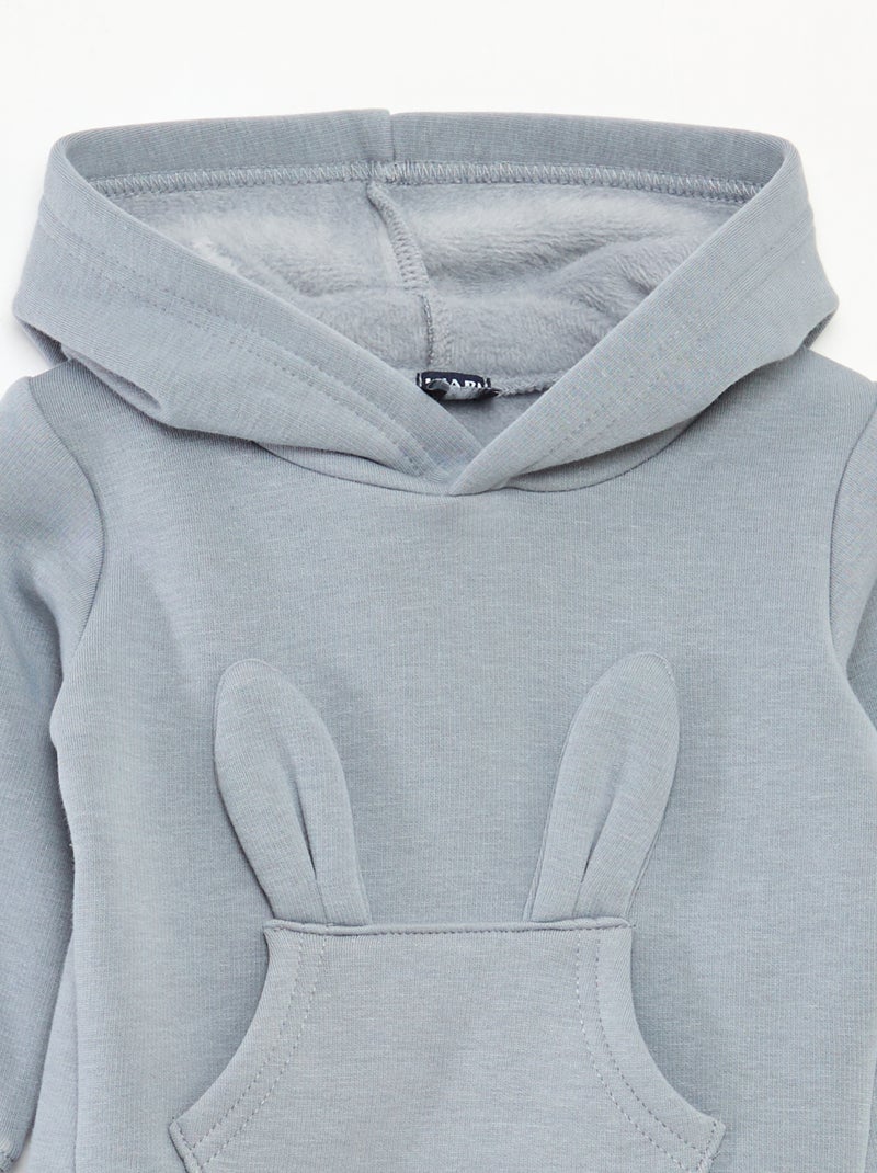 Sweat à capuche en molleton animé lapin Bleu - Kiabi