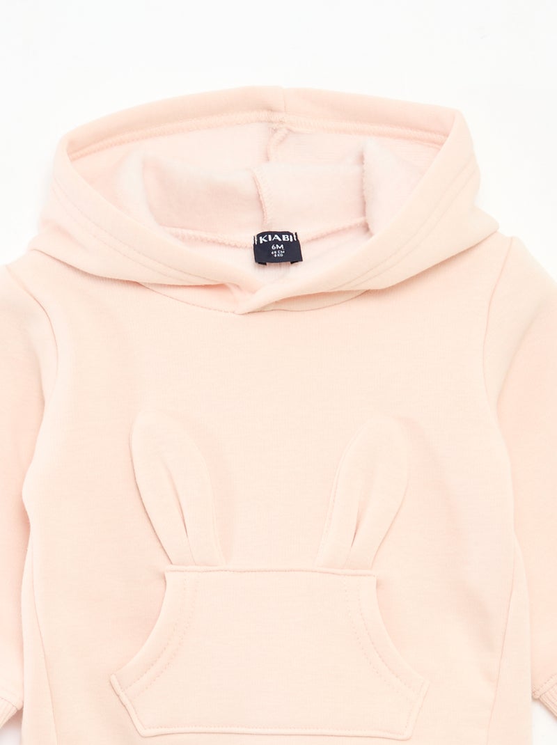 Sweat à capuche en molleton animé lapin Rose - Kiabi