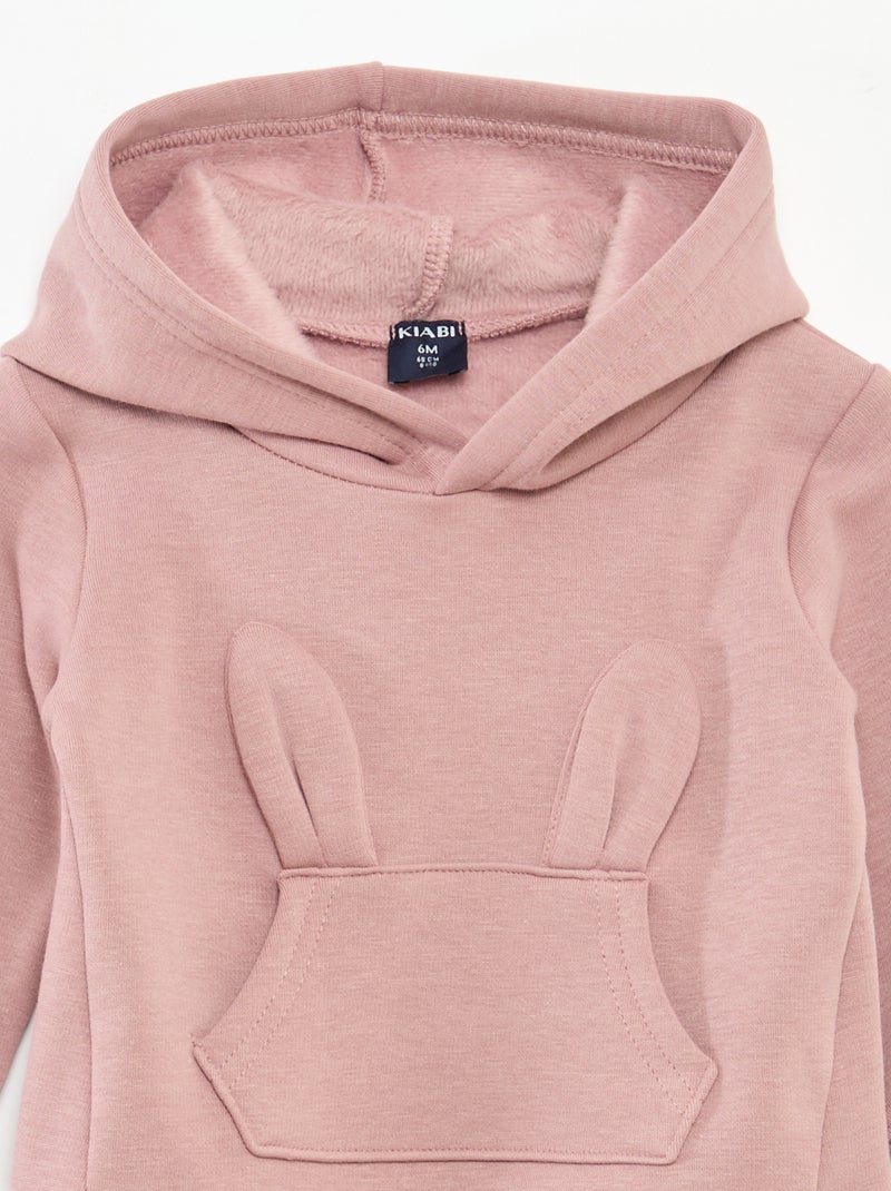 Sweat à capuche en molleton animé lapin Rose - Kiabi
