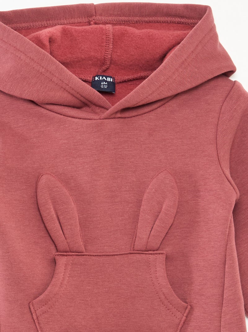 Sweat à capuche en molleton animé lapin Rouge - Kiabi