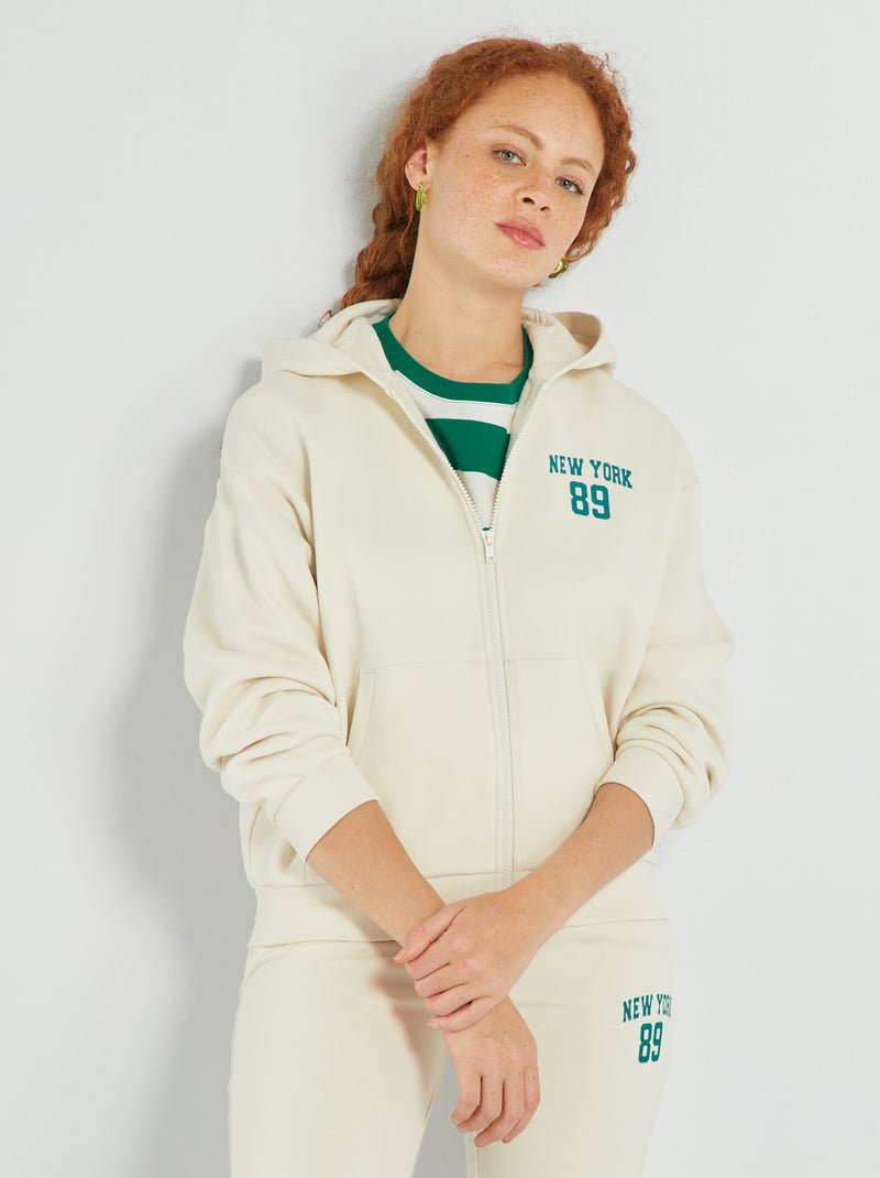 Sweat à capuche en molleton Beige - Kiabi
