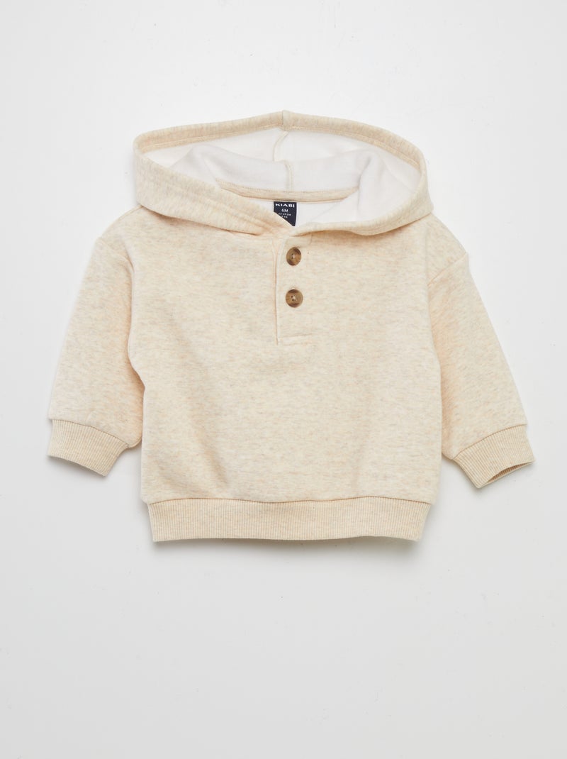 Sweat à capuche en molleton Beige - Kiabi