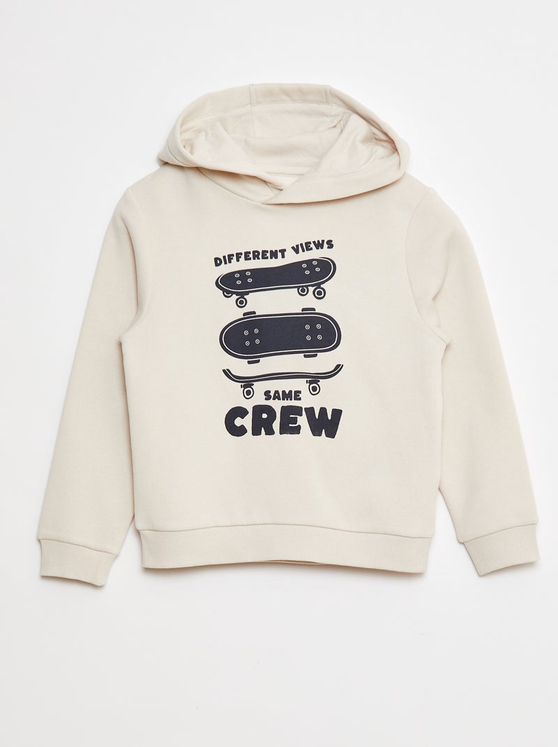 Sweat à capuche en molleton Beige - Kiabi