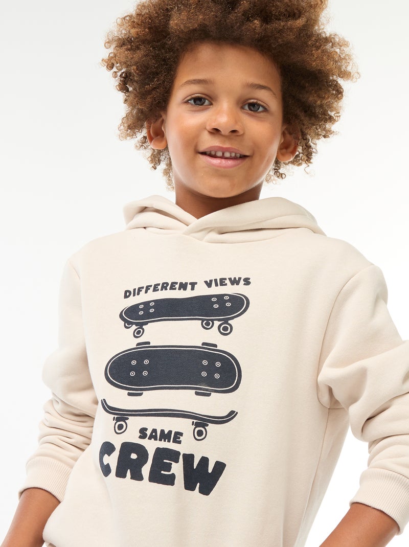 Sweat à capuche en molleton Beige - Kiabi