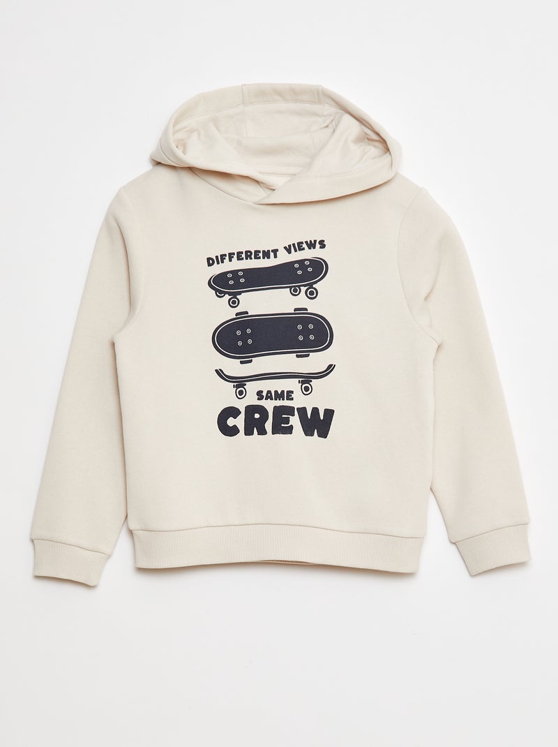Sweat à capuche en molleton Beige - Kiabi