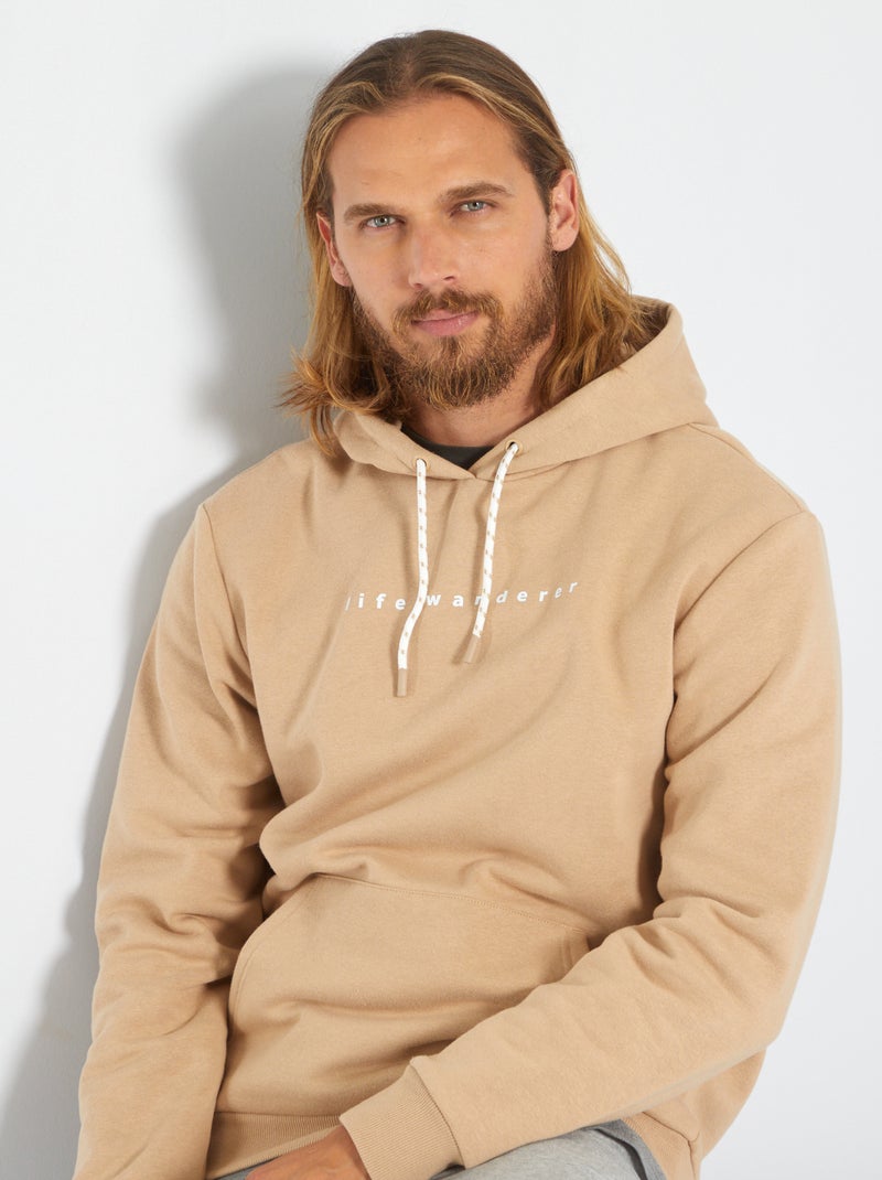 Sweat à capuche en molleton Beige - Kiabi