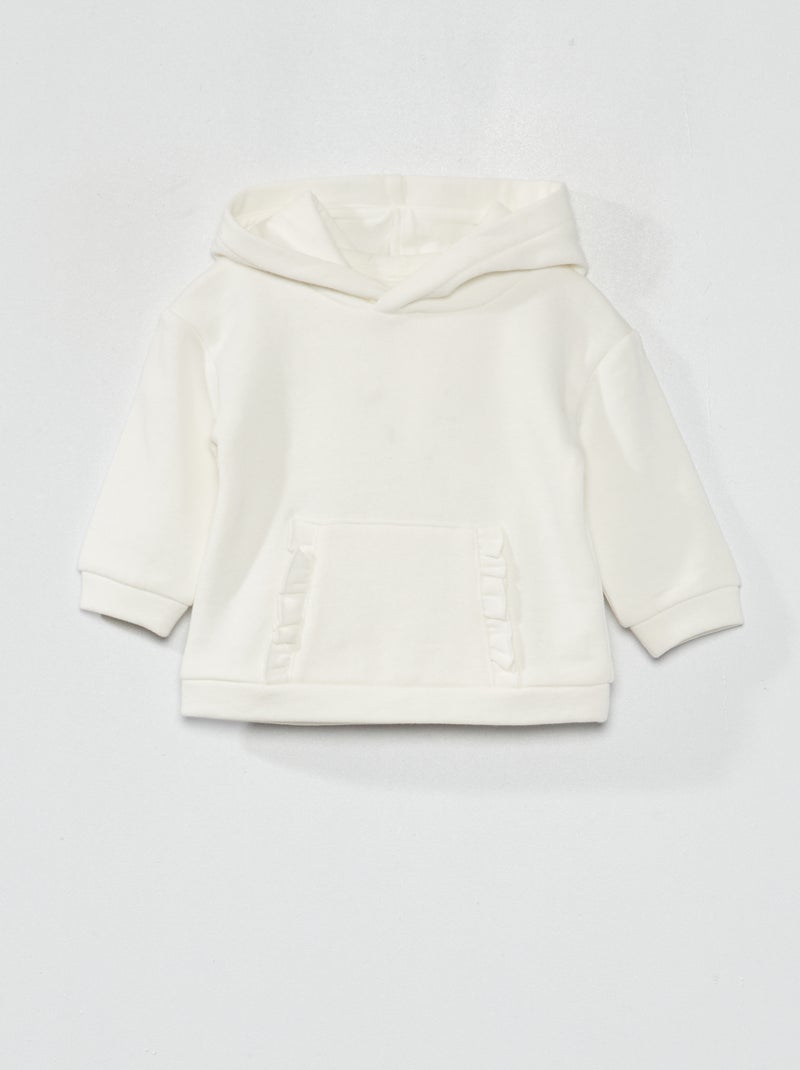 Sweat à capuche en molleton blanc - Kiabi