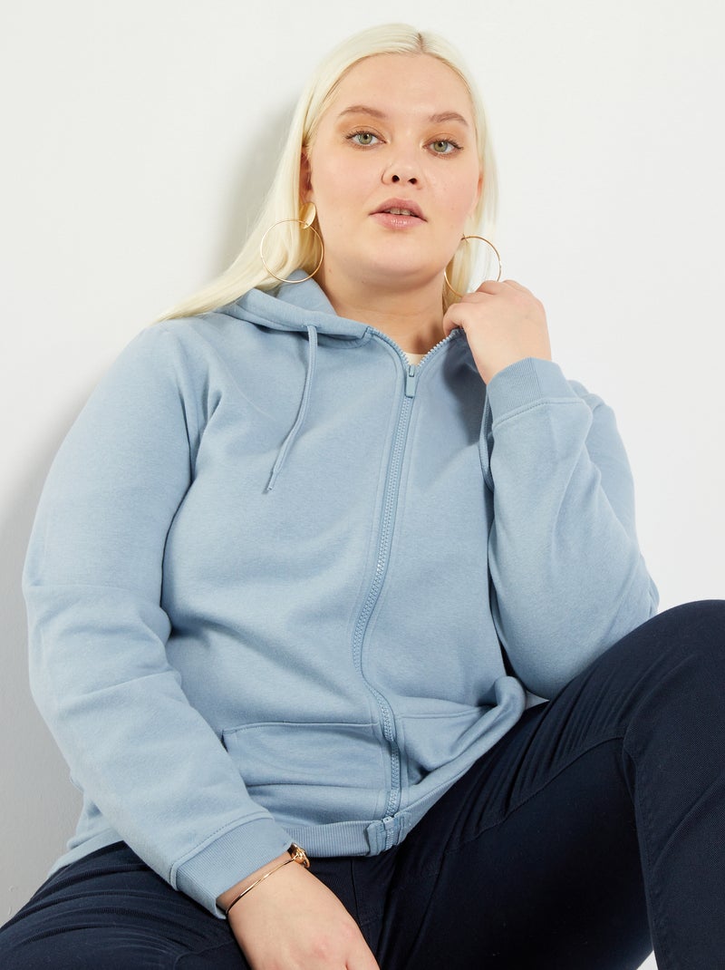 Sweat à capuche en molleton Bleu - Kiabi