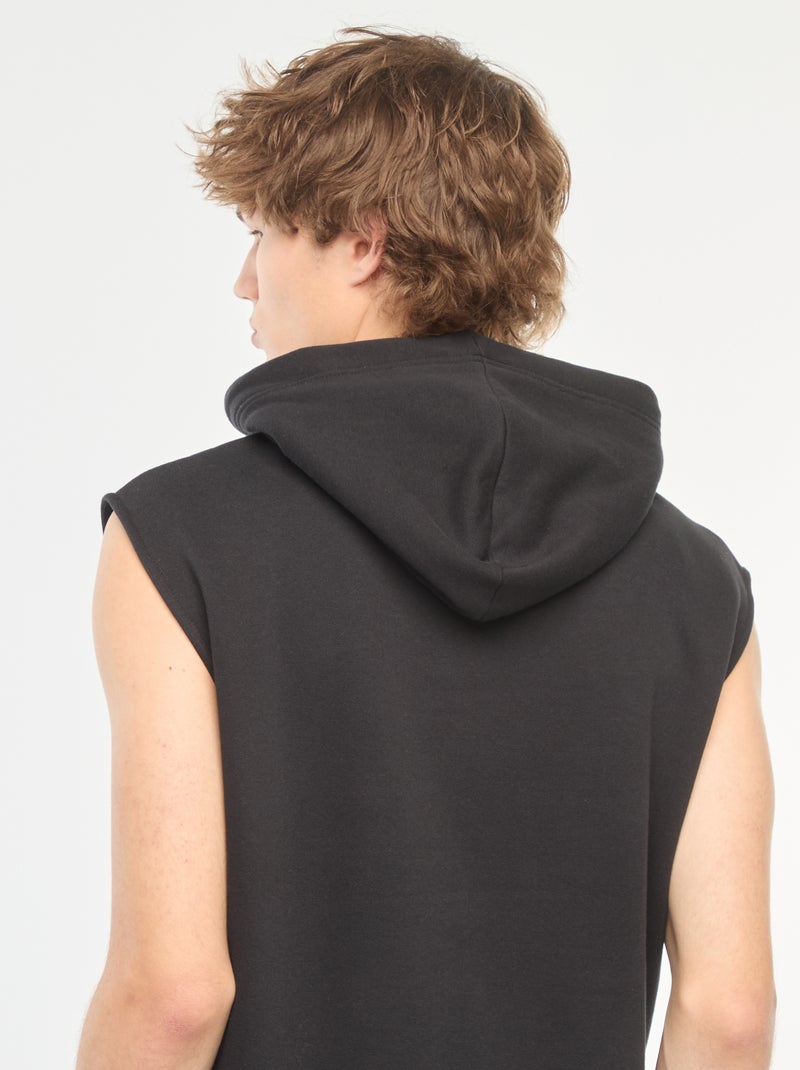 Sweat à capuche en molleton chaud sans manches Noir - Kiabi