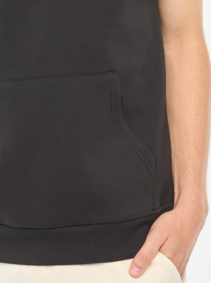 Sweat à capuche en molleton chaud sans manches Noir - Kiabi