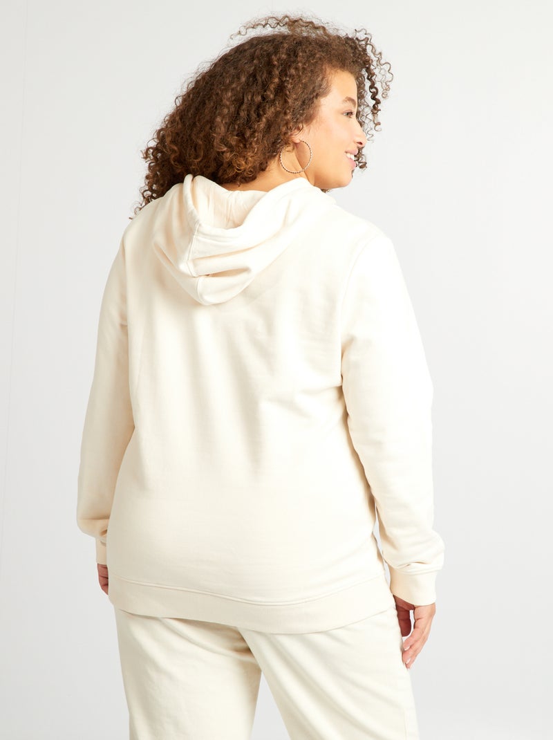 Sweat à capuche en molleton crème - Kiabi