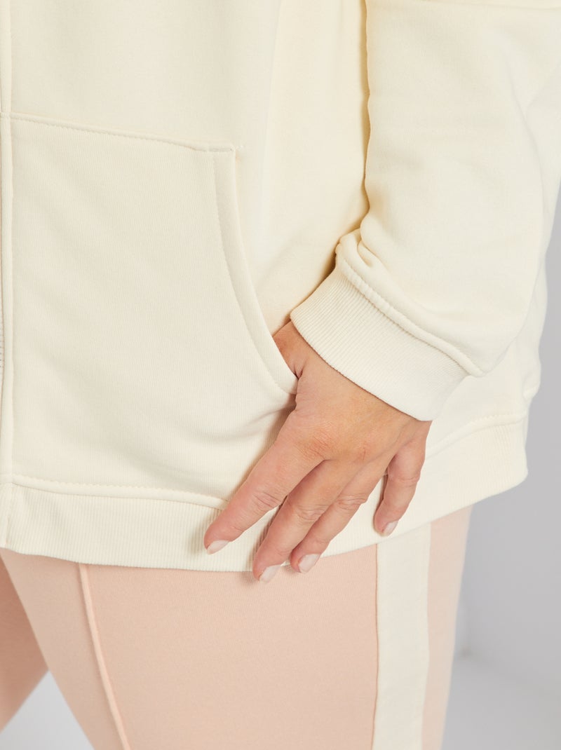 Sweat à capuche en molleton crème - Kiabi