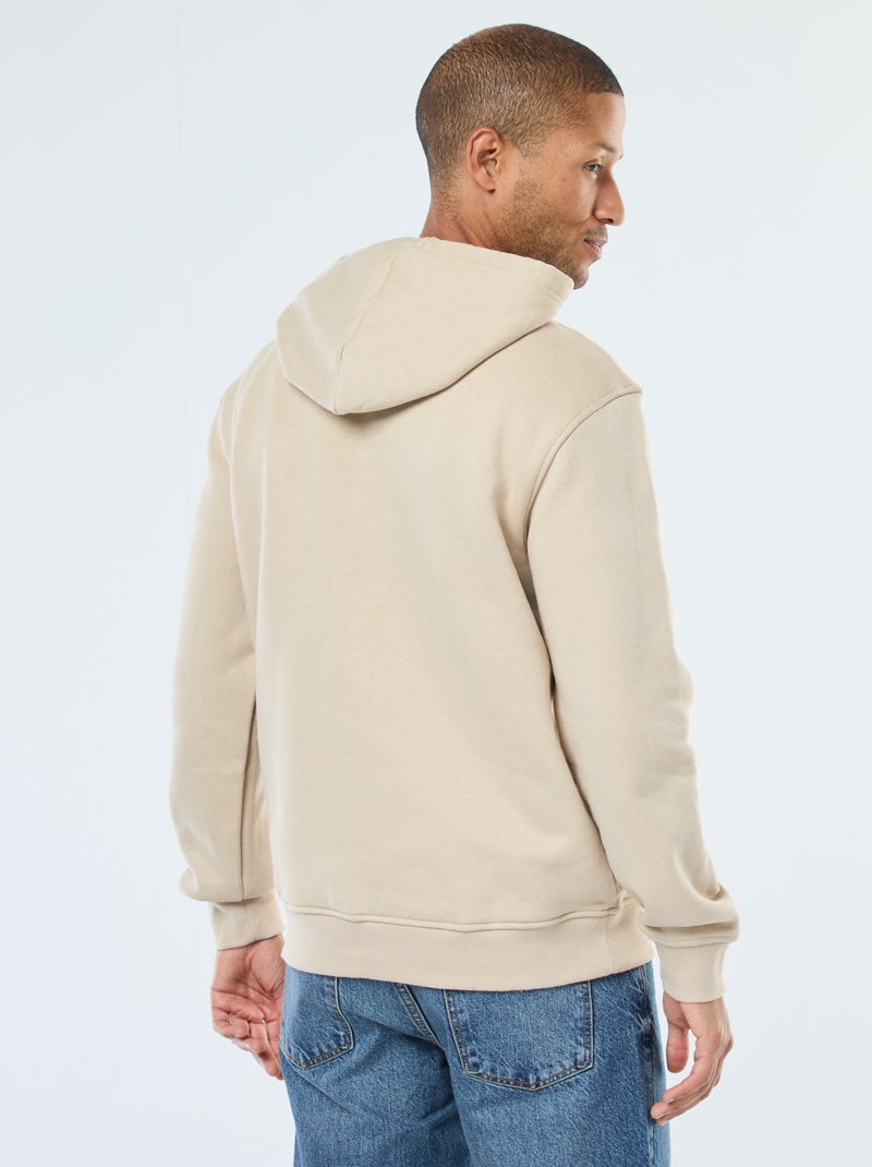 Sweat à capuche en molleton gratté avec poche kangourou Beige - Kiabi