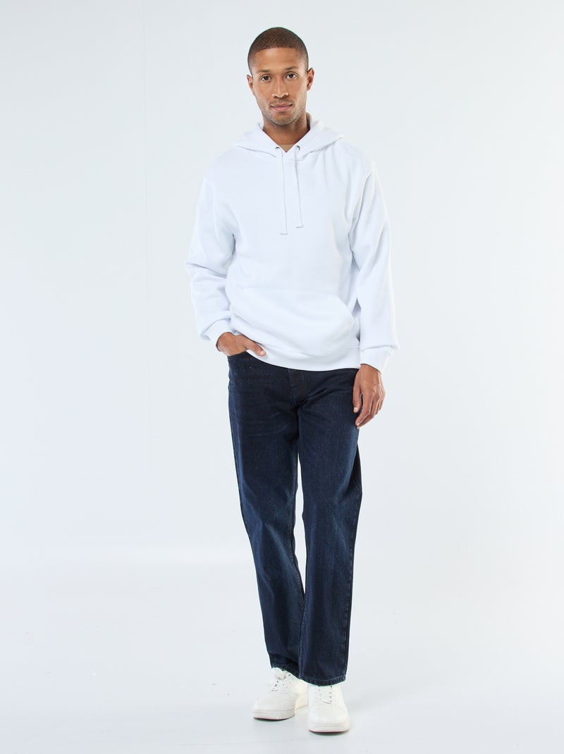 Sweat à capuche en molleton gratté avec poche kangourou Blanc - Kiabi