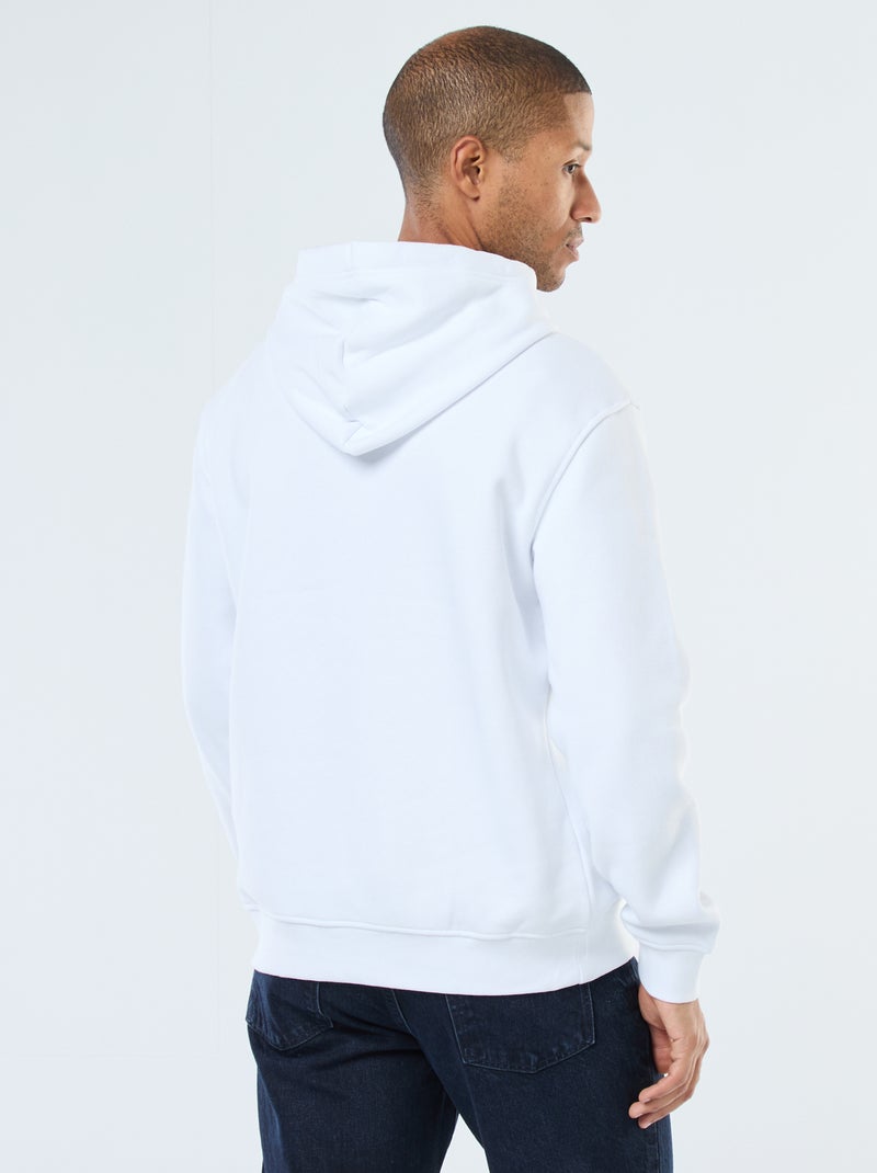 Sweat à capuche en molleton gratté avec poche kangourou Blanc - Kiabi