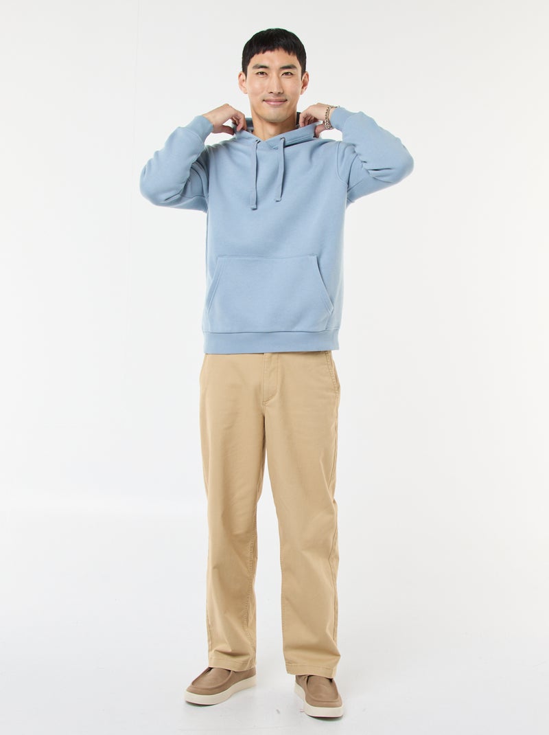 Sweat à capuche en molleton gratté avec poche kangourou Bleu - Kiabi