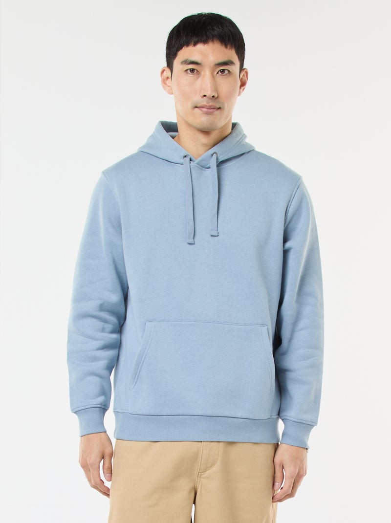 Sweat à capuche en molleton gratté avec poche kangourou Bleu - Kiabi