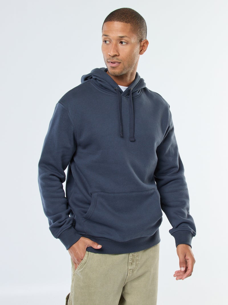 Sweat à capuche en molleton gratté avec poche kangourou Bleu - Kiabi
