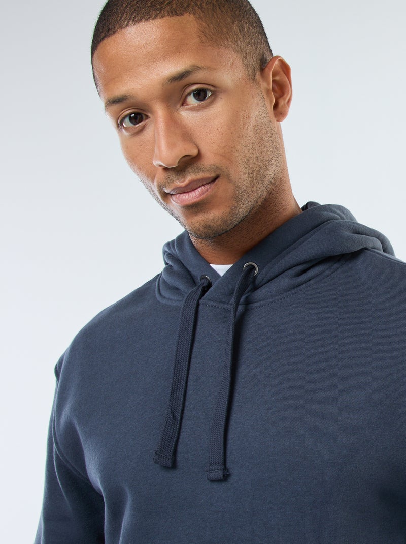 Sweat à capuche en molleton gratté avec poche kangourou Bleu - Kiabi