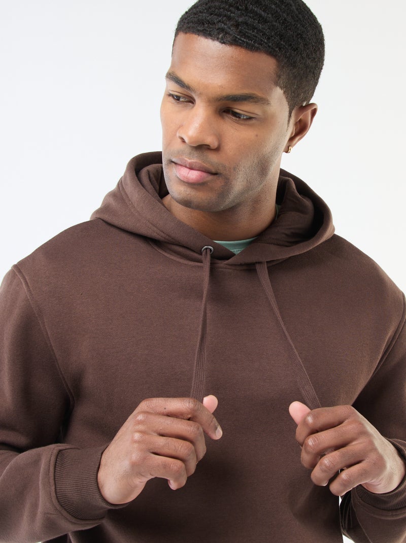 Sweat à capuche en molleton gratté avec poche kangourou Marron - Kiabi