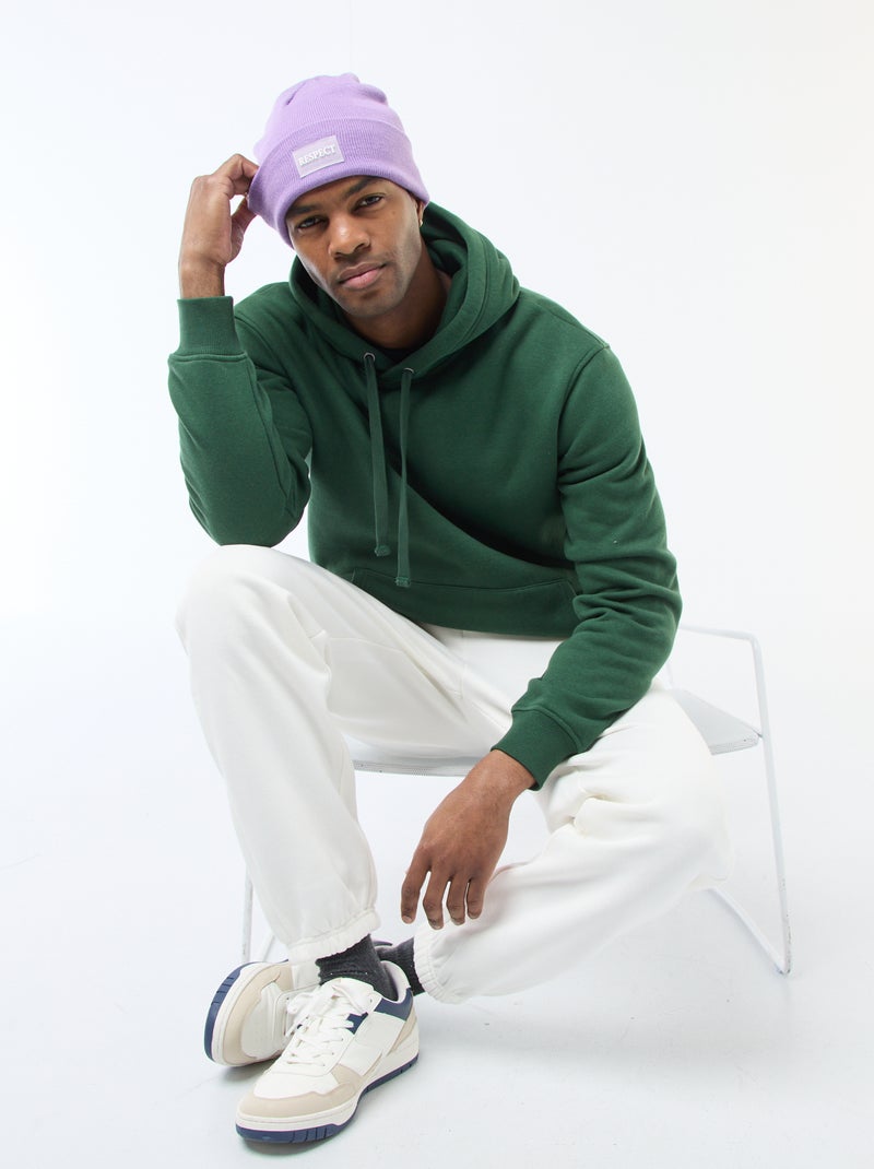 Sweat à capuche en molleton gratté avec poche kangourou Vert - Kiabi