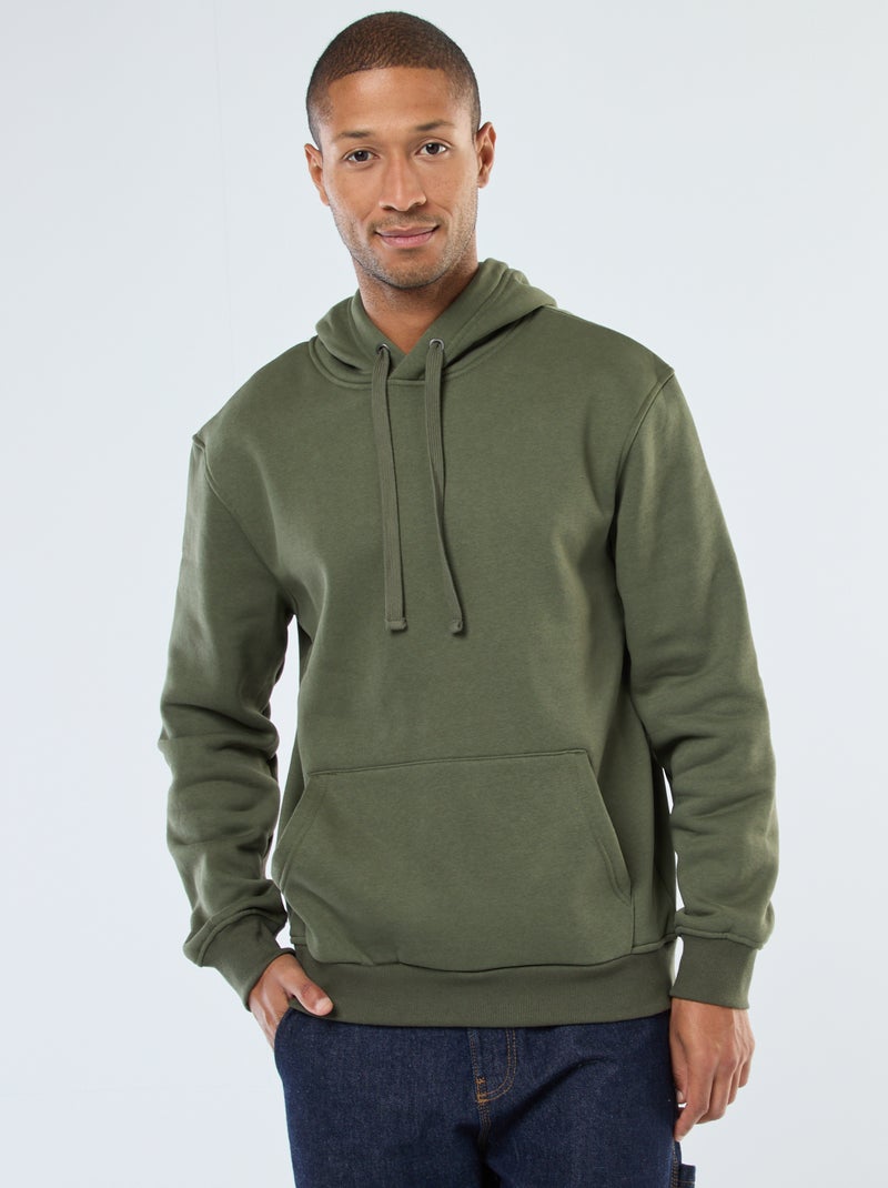 Sweat à capuche en molleton gratté avec poche kangourou Vert - Kiabi