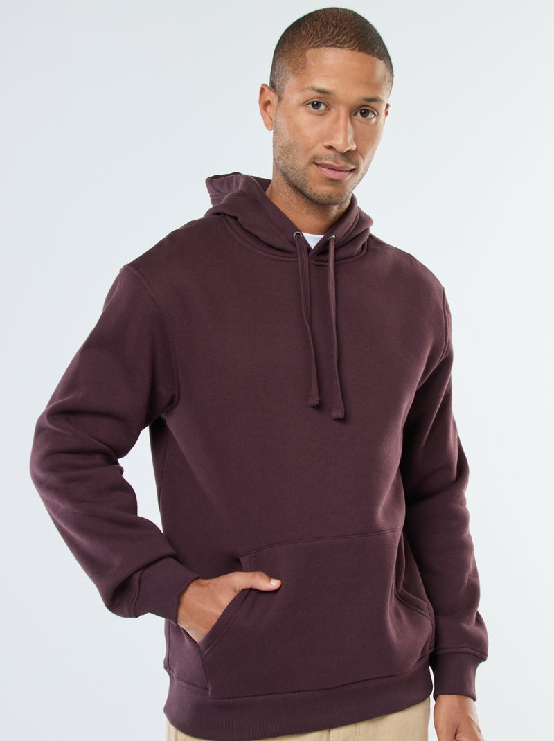 Sweat à capuche en molleton gratté avec poche kangourou Violet - Kiabi
