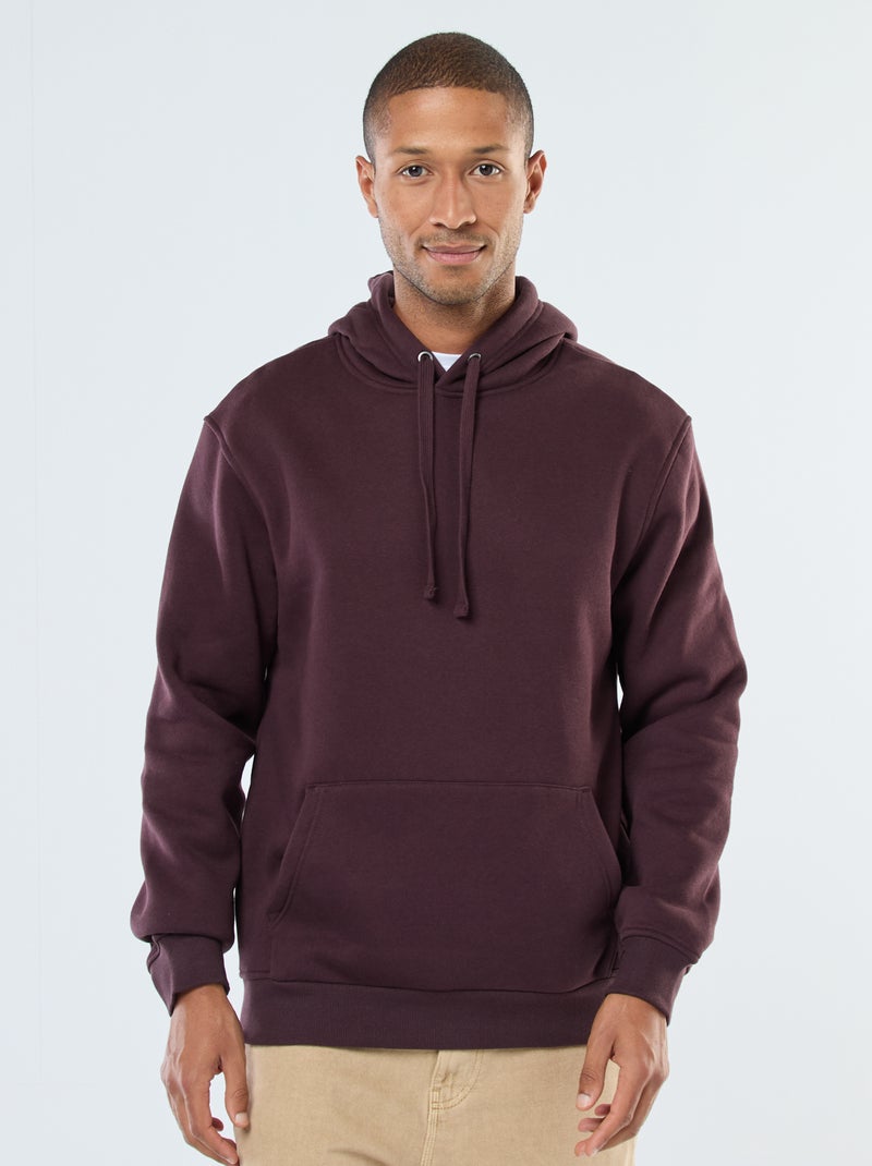 Sweat à capuche en molleton gratté avec poche kangourou Violet - Kiabi
