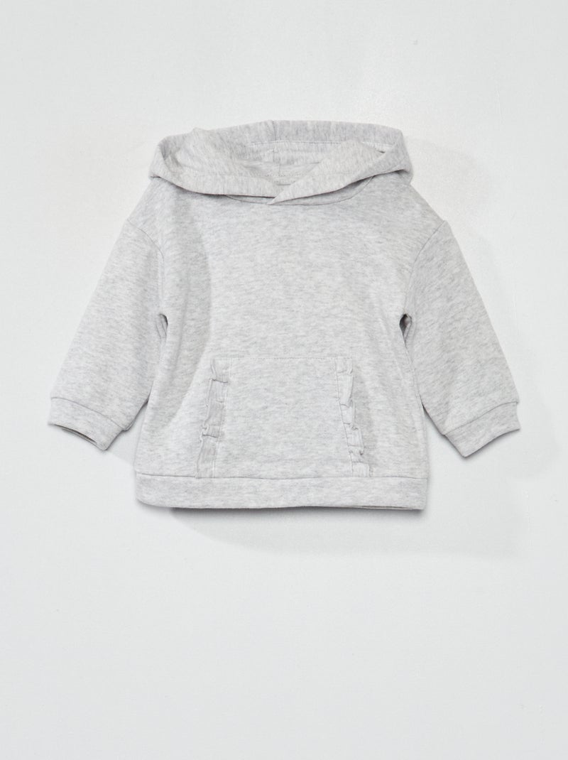 Sweat à capuche en molleton Gris - Kiabi