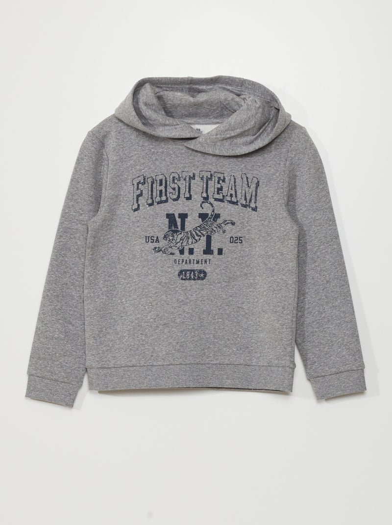Sweat à capuche en molleton Gris - Kiabi