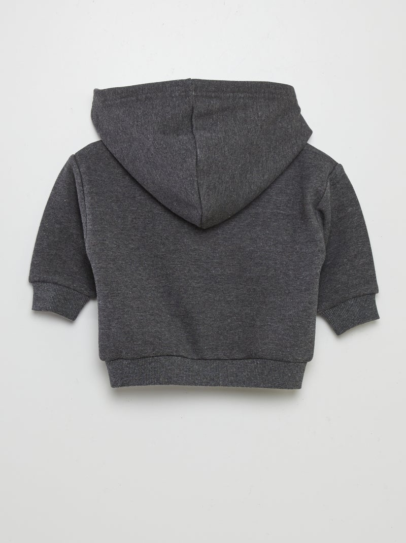 Sweat à capuche en molleton Gris foncé - Kiabi
