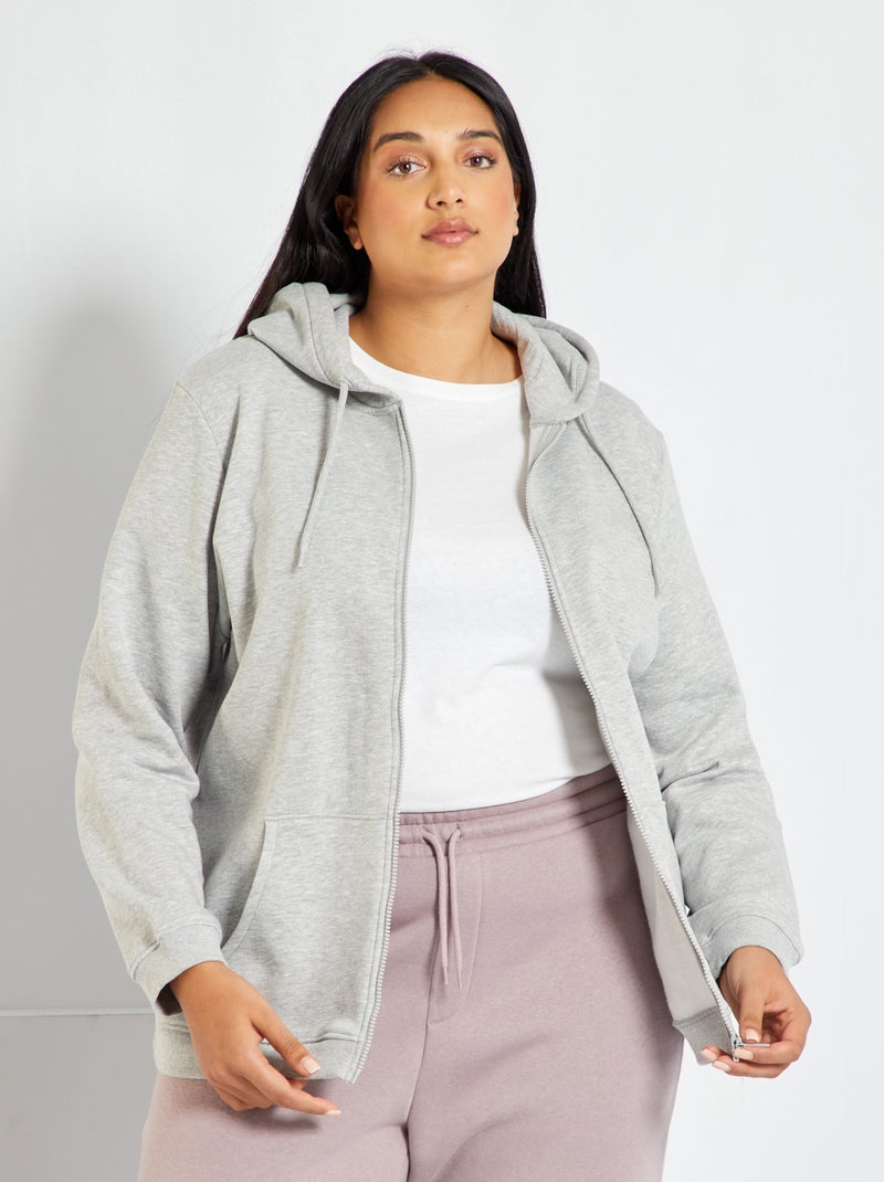 Sweat à capuche en molleton Gris - Kiabi