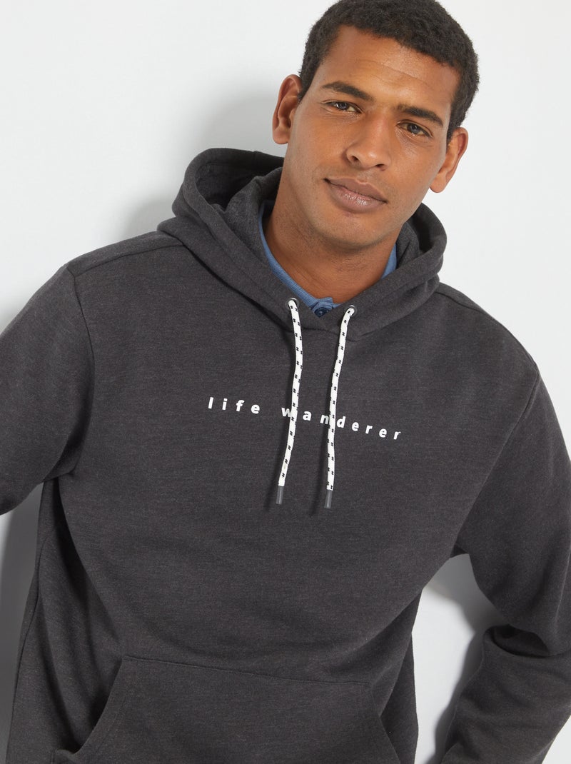 Sweat à capuche en molleton Gris - Kiabi