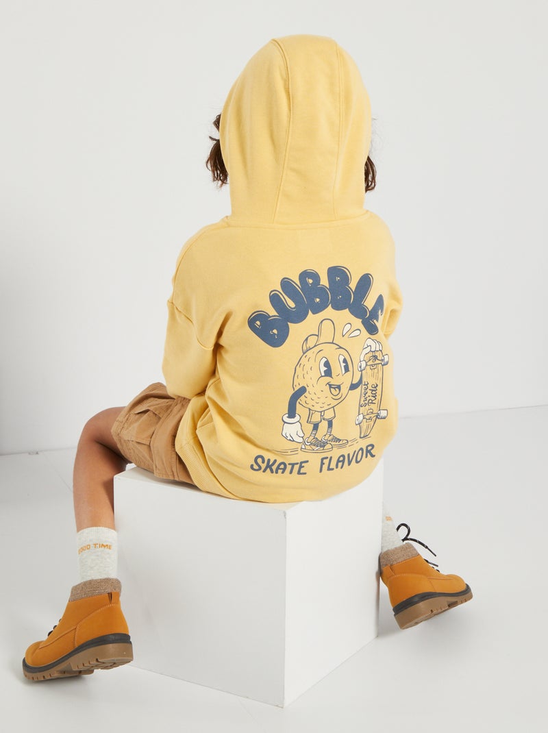 Sweat à capuche en molleton Jaune - Kiabi